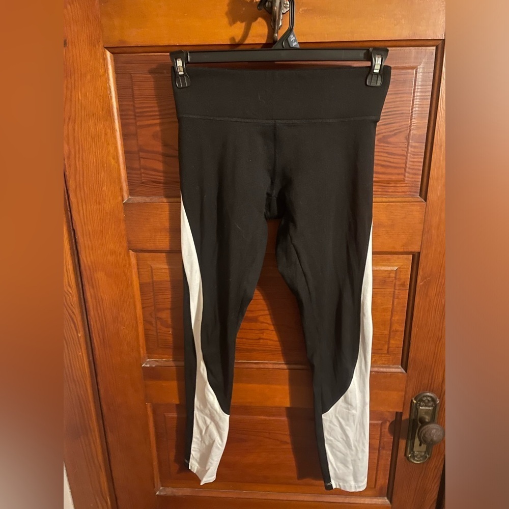 PINK Victoria's Secret Black Leggings with White Side Panels